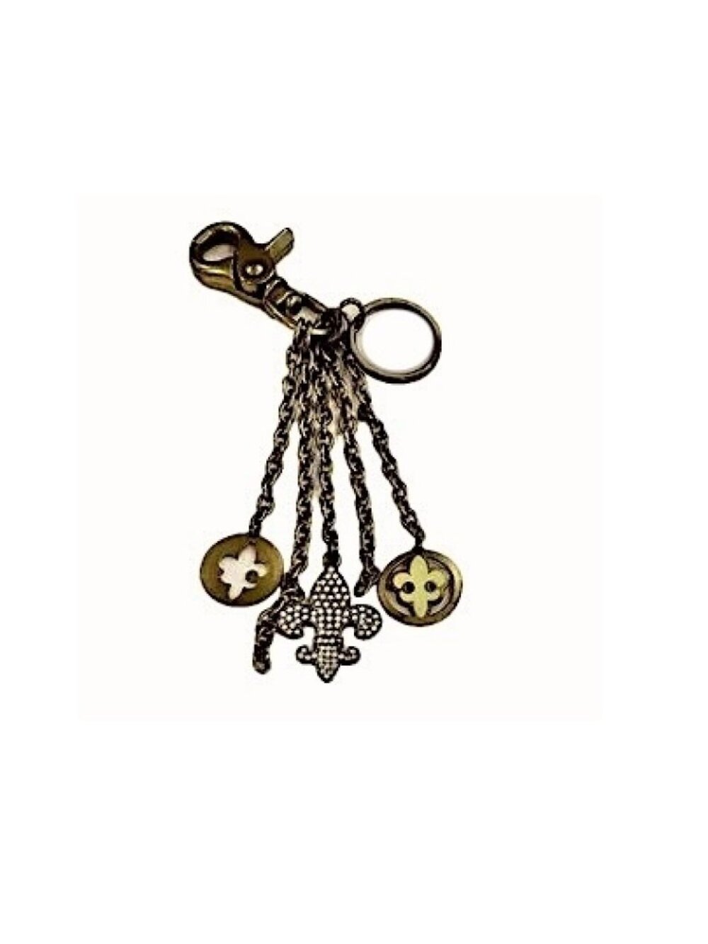 Vintage Kathy Van Zeeland FLEUR DE LIS Charm Keychain Fob signed Rare